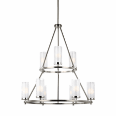 Feiss Jonah 9-LT Two Tier Chandelier - Satin Nickel / Chrome - F2987/9SN/CH Feiss Jonah 9-LT Two Tier Chandelier - Satin Nickel / Chrome - F2987/9SN/CH