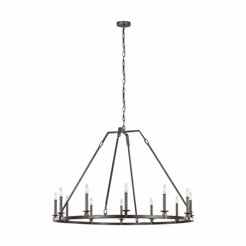 Feiss Landen 12-LT Chandelier - Smith Steel - F3216/12SMS
