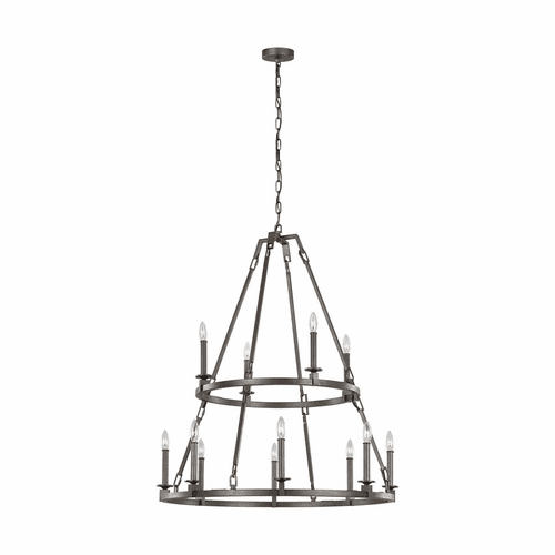 Feiss Landen 12-LT Multi-Tier Chandelier - Smith Steel - F3215/12SMS