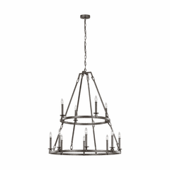 Feiss Landen 12-LT Multi-Tier Chandelier - Smith Steel - F3215/12SMS