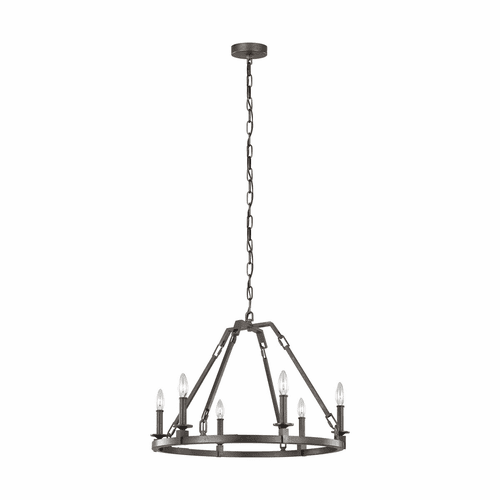 Feiss Landen 6-LT Chandelier - Smith Steel - F3213/6SMS