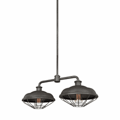 Feiss Lennex 2-LT Island Chandelier - Slate Grey Metal - F3156/2SGM