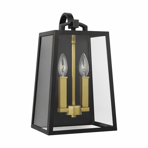 Feiss Lindbergh 2-LT Wall Lantern - Bronze/Painted Brass - OL14502ANBZ/PBB