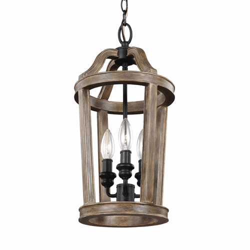 Feiss Lorenz 3-LT Mini-Pendant - Weathered Oak Wood/Weathered Zinc - F3029/3WOW