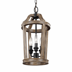 Feiss Lorenz 3-LT Mini-Pendant - Weathered Oak Wood/Weathered Zinc - F3029/3WOW