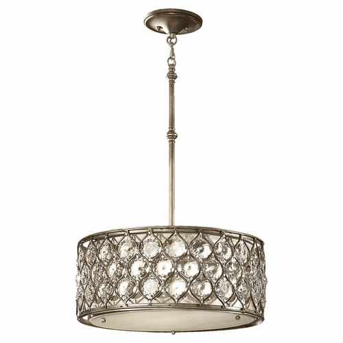 Feiss Lucia 3-LT Shade Pendant - Burnished Silver - F2568/3BUS