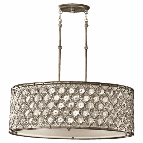 Feiss Lucia 3-LT Shade Pendant - Burnished Silver - F2569/3BUS