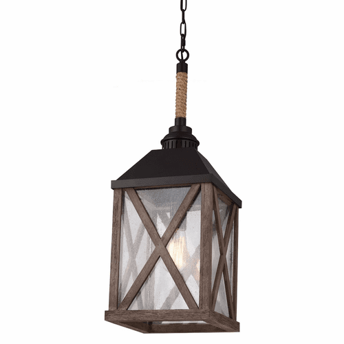 Feiss Lumiere 1-LT Mini-Chandelier - Weathered Oak - F2956/1DWO/ORB