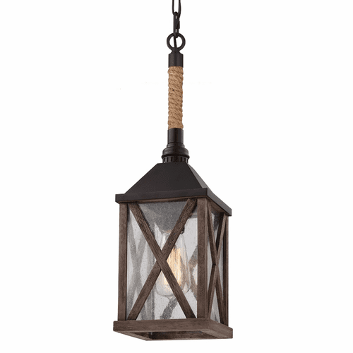 Feiss Lumiere 1-LT Mini-Pendant - Weathered Oak/Oil Rubbed Bronze - P1326DWO/ORB