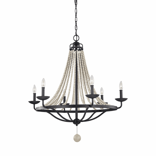 Feiss Nori 6-LT Chandelier - Dark Weathered Zinc / Driftwood Grey - F3129/6DWZ/DWG