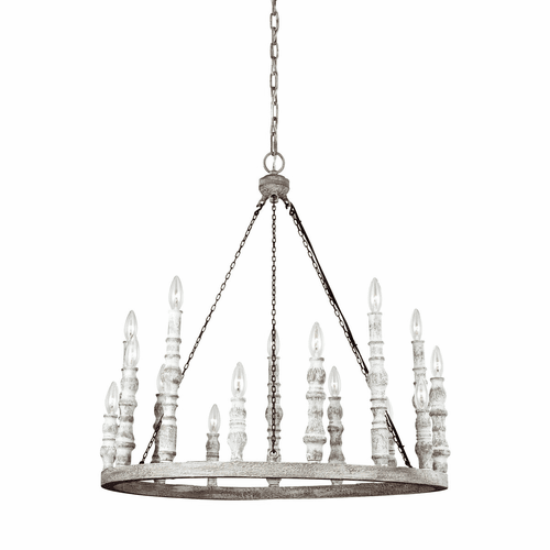Feiss Norridge 15-LT Chandelier - Fence Board/White - F3142/15DFB/DWH