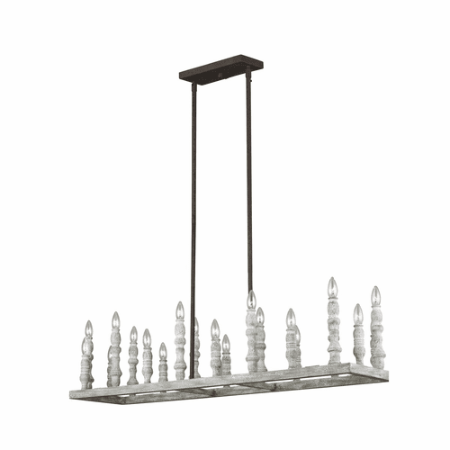 Feiss Norridge 20-LT Linear Chandelier - Fence Board/White - F3144/20DFB/DWH