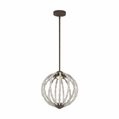 Feiss Orren 1-LT Mini-Pendant - Driftwood Grey / Weathered Iron - P1431DWG/WI-L1