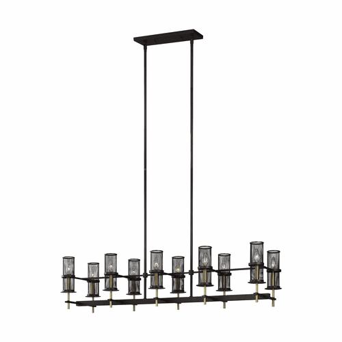 Feiss Palmyra 10LT Linear Chandelier - Oiled Rubbed Bronze/Brass - F3233/10ORB/BBS