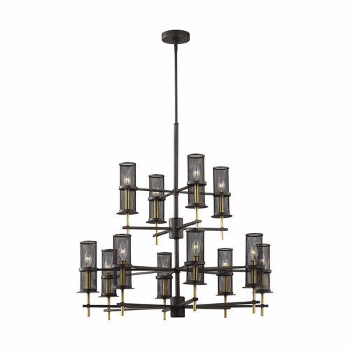 Feiss Palmyra 12-LT Multi-Tier Chandelier - Oiled Rubbed Bronze - F3231/12ORB/BBS