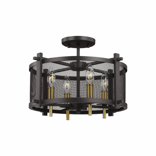 Feiss Palmyra 4-LT Semi-Flush Mount - Oiled Rubbed Bronze/Brass - SF348ORB/BBS