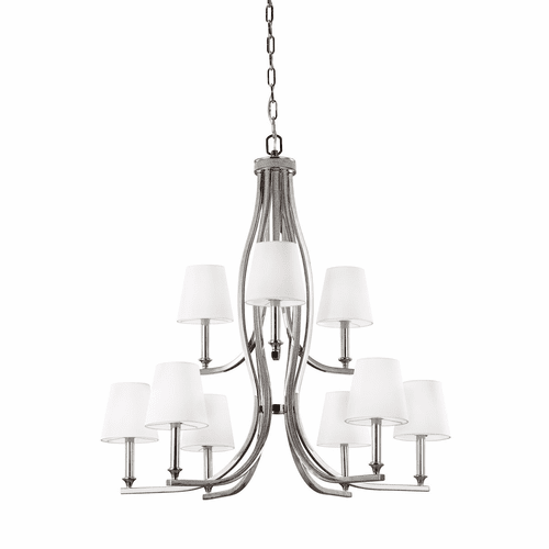 Feiss Pave 9-LT Multi-Tier Chandelier - Polished Nickel - F3118/9PN