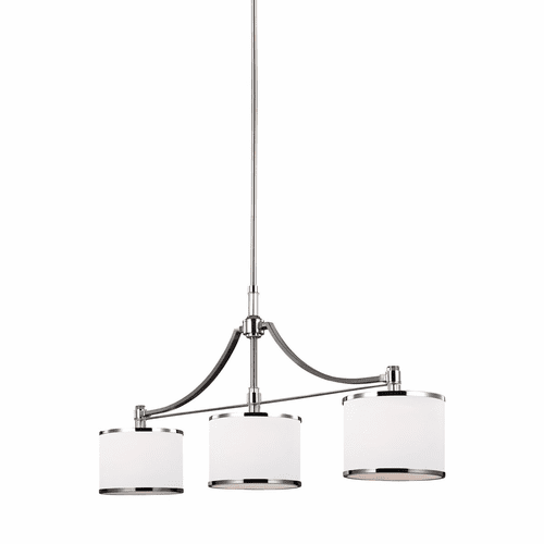 Feiss Prospect Park 3-LT Island Chandelier - Satin Nickel / Chrome - F3086/3SN/CH