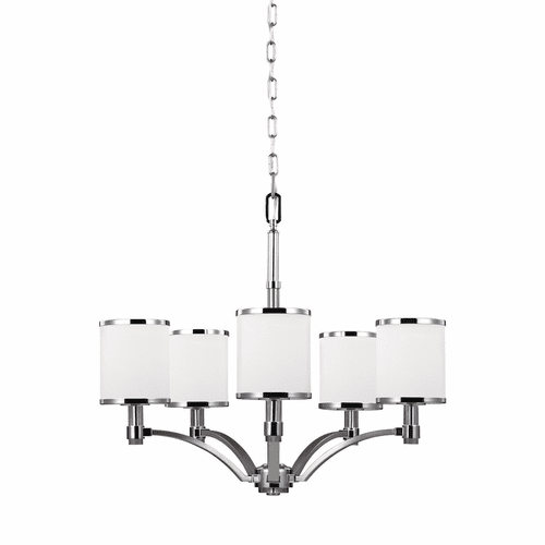 Feiss Prospect Park 5-LT Chandelier - Satin Nickel / Chrome - F3084/5SN/CH