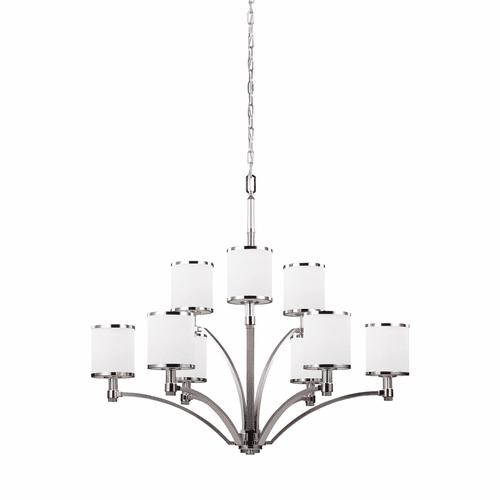 Feiss Prospect Park 9LT Multi-Tier Chandelier - Satin Nickel/Chrome - F3085/9SN/CH