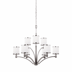 Feiss Prospect Park 9LT Multi-Tier Chandelier - Satin Nickel/Chrome - F3085/9SN/CH