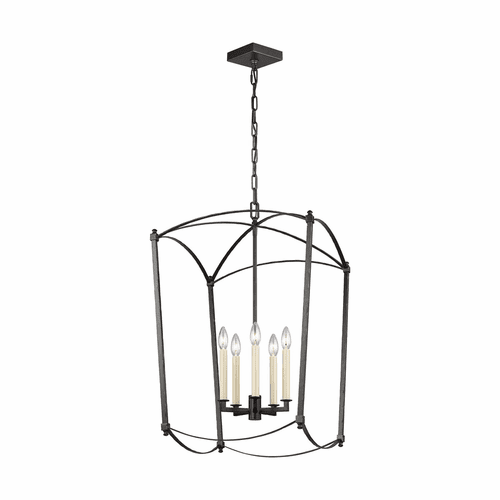 Feiss Thayer 5-LT Hall Chandelier - Smith Steel - F3323/5SMS
