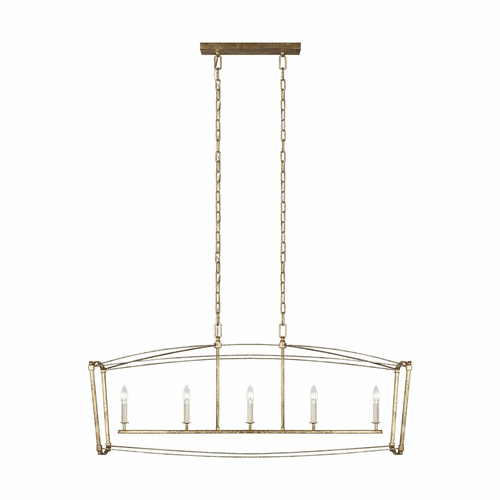 Feiss Thayer 5-LT Linear Chandelier - Antique Gild - F3326/5ADB