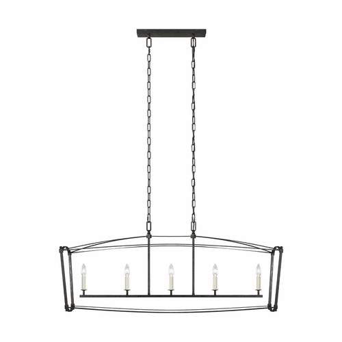 Feiss Thayer 5-LT Linear Chandelier - Smith Steel - F3326/5SMS