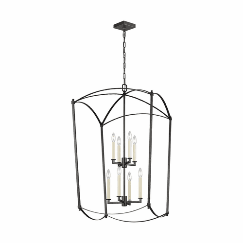 Feiss Thayer 8-LT Hall Chandelier - Smith Steel - F3324/8SMS