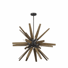 Feiss Thorne 8-LT Chandelier - Dark Weathered Zinc/Weathered Oak - F3258/8DWZ/WOW