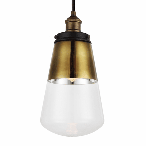 Feiss Waveform 1-LT Mini-Pendant - Painted Brass/Weathered Zinc - P1372PAGB/DWZ