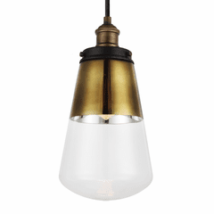 Feiss Waveform 1-LT Mini-Pendant - Painted Brass/Weathered Zinc - P1372PAGB/DWZ