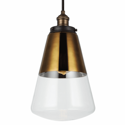 Feiss Waveform 1-LT Pendant - Painted Aged Brass/Weathered Zinc - P1373PAGB/DWZ