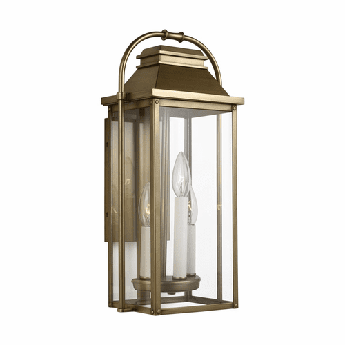 Feiss Wellsworth 3-LT Outdoor Wall Lantern - Painted Distressed Brass - OL13200PDB