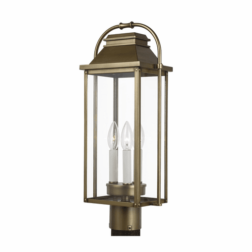 Feiss Wellsworth 3-LT Post Lantern - Painted Distressed Brass - OL13207PDB