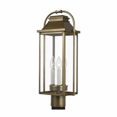 Feiss Wellsworth 3-LT Post Lantern - Painted Distressed Brass - OL13207PDB