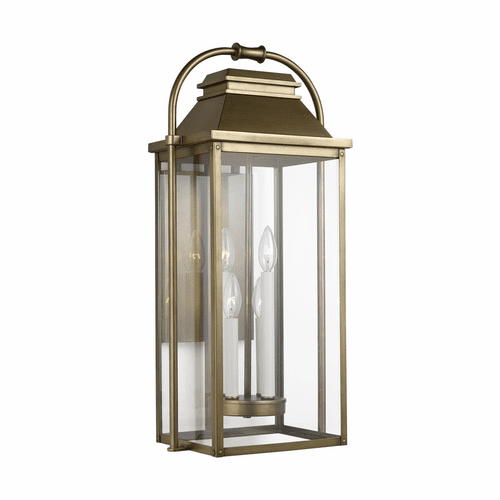Feiss Wellsworth 4-LT Outdoor Wall Lantern - Painted Distressed Brass - OL13202PDB