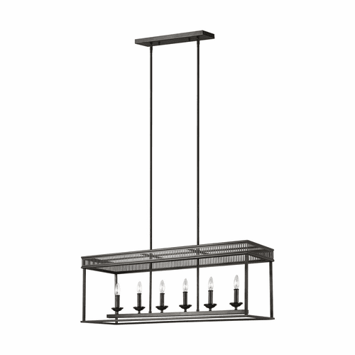 Feiss Woodruff 6-LT Linear Chandelier - Antique Bronze - F3278/6ANBZ