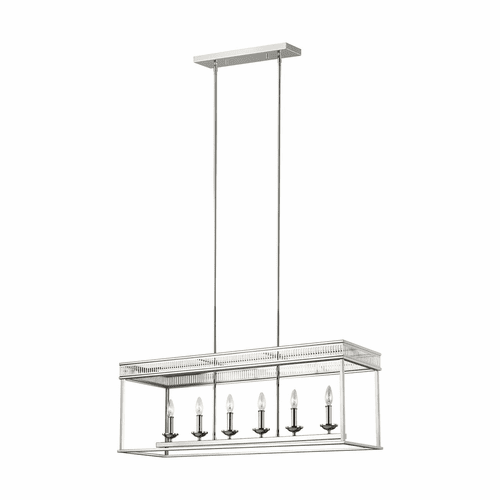 Feiss Woodruff 6-LT Linear Chandelier - Polished Nickel - F3278/6PN