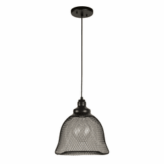 Forte 1-LT Industrial Mesh Cage Pendant - Black - 2685-01-04