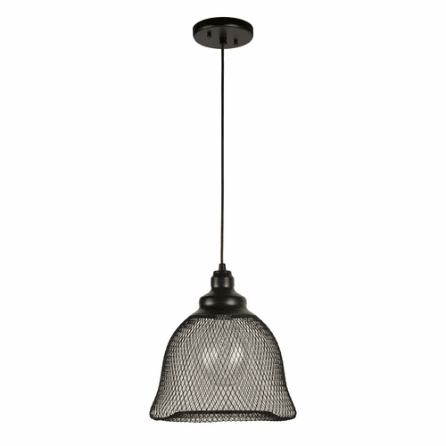 Forte 1-LT Industrial Mesh Cage Pendant - Black - 2685-01-04