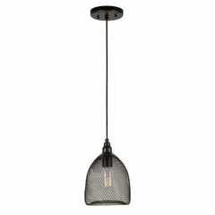 Forte 1-LT Industrial Mesh Cage Pendant - Black - 2688-01-04
