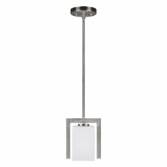 Forte 1-LT Square Glass Mini Pendant - Brushed Nickel - 2569-01-55
