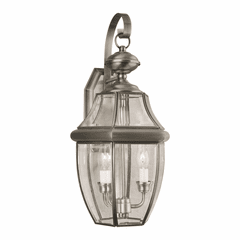 Forte 2-LT Brass Outdoor Lantern - Antique Pewter - 1301-02-34