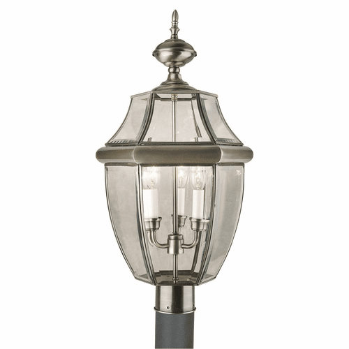 Forte 3-LT Brass Post Light - Antique Pewter - 1604-03-34