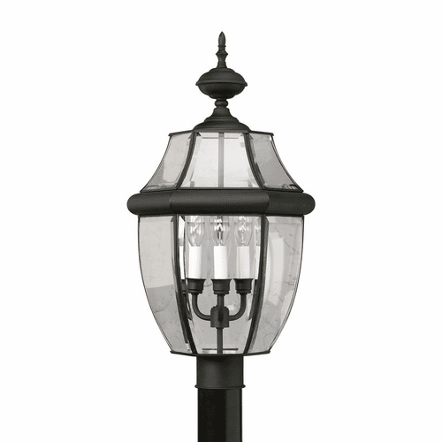 Forte 3-LT Brass Post Light - Black - 1604-03-04