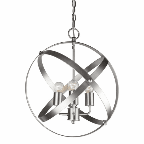 Forte 4-LT Metal Strap Globe Pendant - Brushed Nickel - 7094-04-55