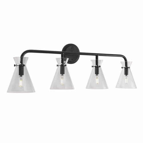 Forte Beaker 35.5" 4-LT Bath Vanity Light - Black - 5733-04-04