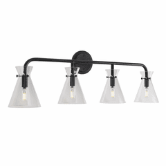 Forte Beaker 35.5" 4-LT Bath Vanity Light - Black - 5733-04-04