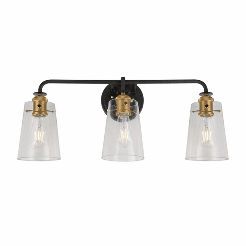Forte Ronna 25" 3-LT Bath Vanity Light - Black and Soft Gold - 5118-03-62